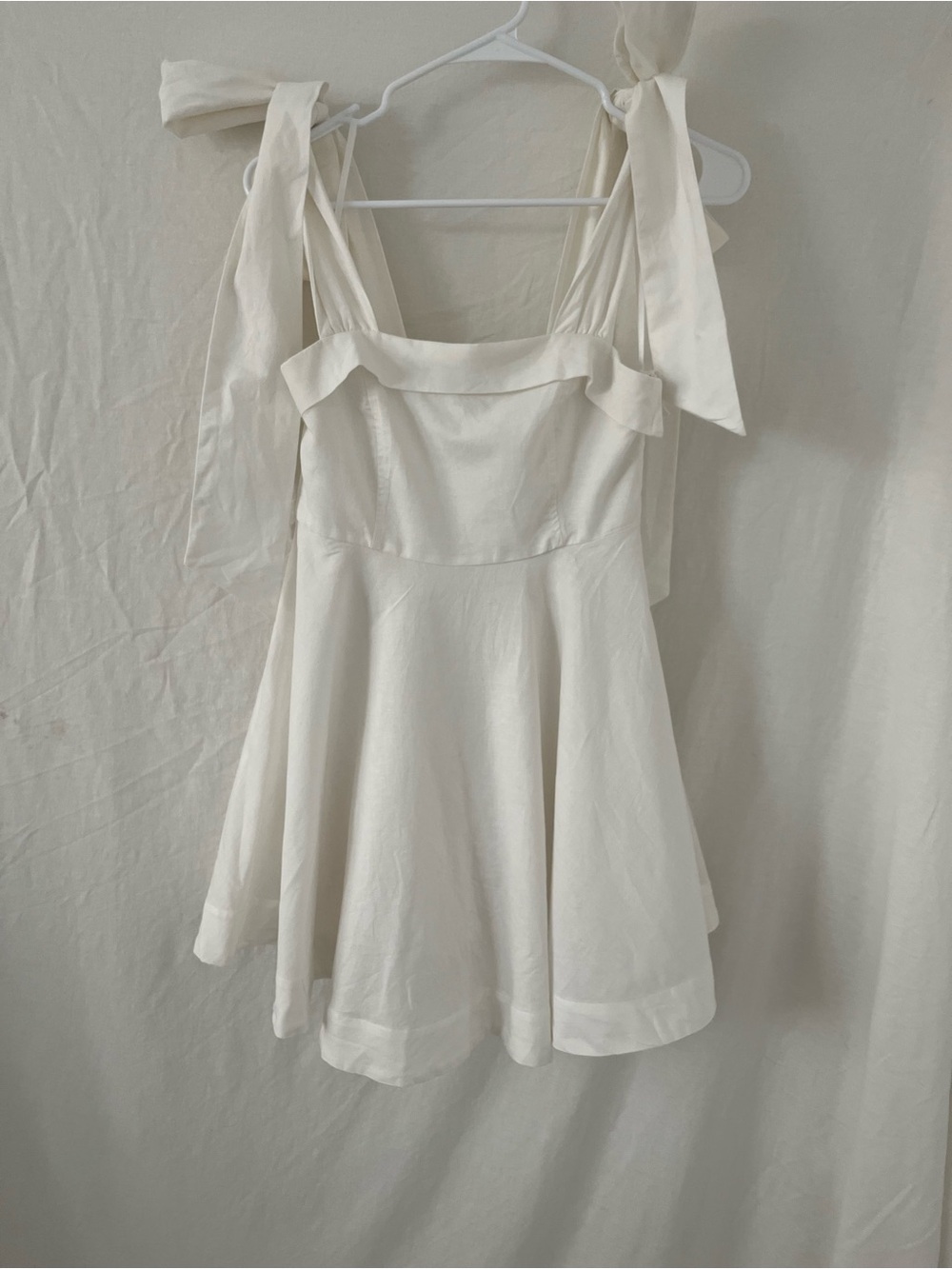MABLE White Tie-Strap Mini Dress